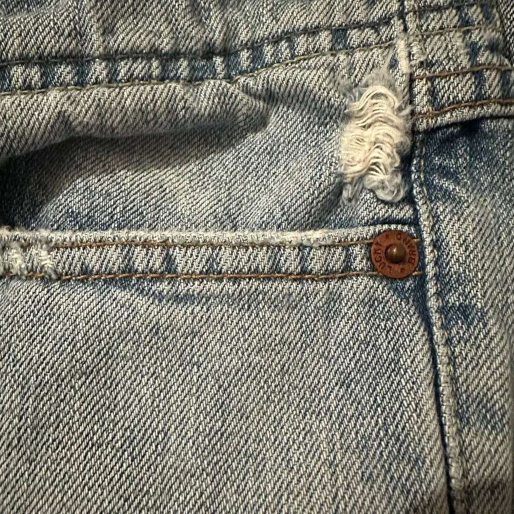 Lucky Brand Dungarees Lily May Crop Y2K Throw Back Capri Crop Jeans Sz 14 Sz 32